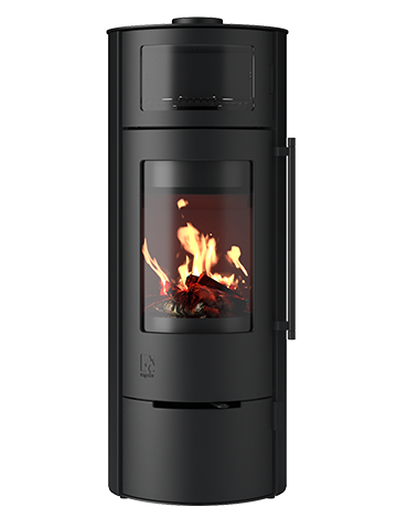 Kaminofen Drooff Aprica 2 Cook Stahl schwarz 4,3 kW mit Holzfachtür Raumluftunabhängig RLU