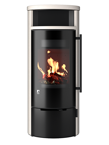 Kaminofen Drooff Aprica 2 Plus Trend PremiumWhite mit Holzfachtür mit Glasdekor ohne Teefachblende DIBT-Zulassung