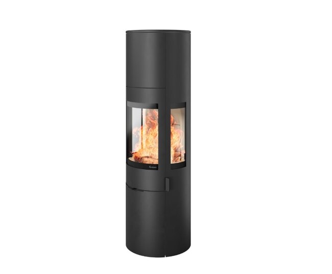Nordpeis Kaminofen Origo High mit Seitenscheiben helle Thermotte