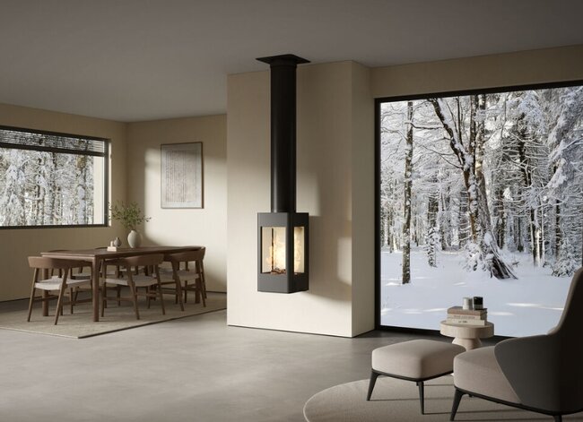 Nordpeis Kaminofen YoU Ceiling Deckenhängend dunkle Thermotte