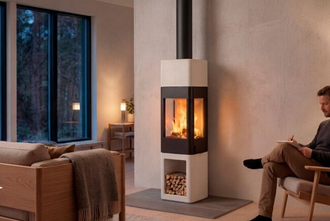 Nordpeis Kaminofen YoU Colorado White High dunkel Thermotte
