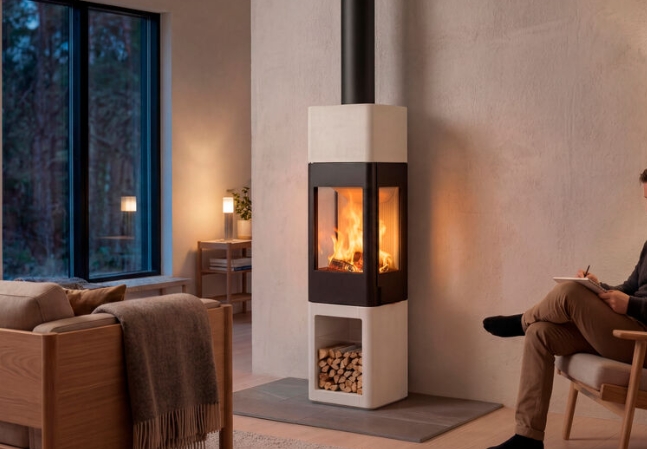 Nordpeis Kaminofen YoU Colorado White High helle Thermotte