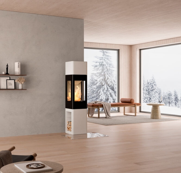 Nordpeis Kaminofen YoU Colorado White High helle Thermotte