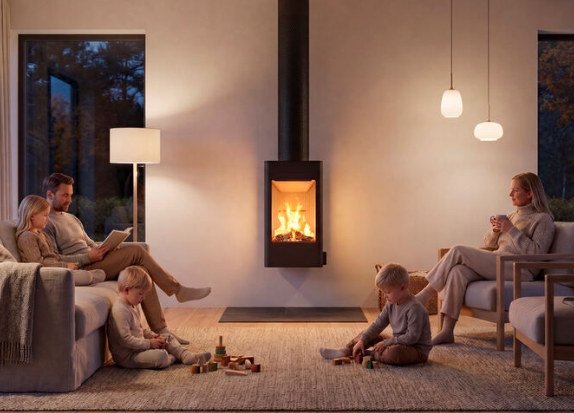 Nordpeis Kaminofen YoU Ceiling Deckenhängend helle Thermotte