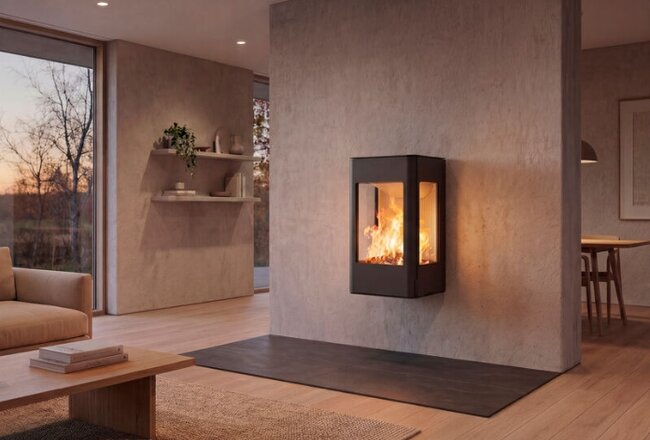 Nordpeis Kaminofen YoU Wall dunkel Thermotte