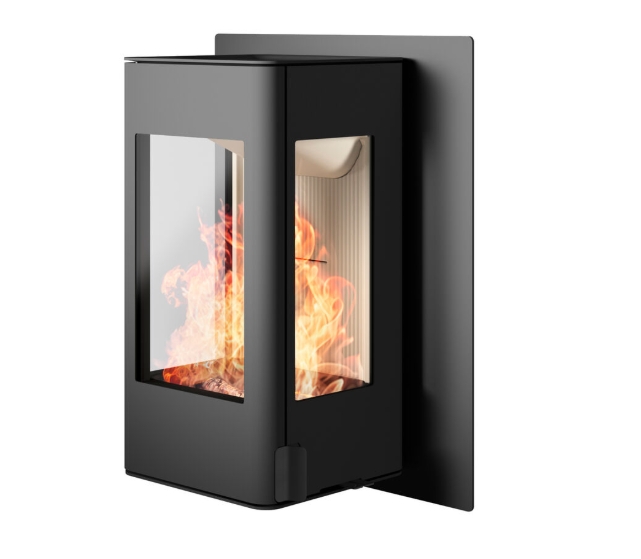 Nordpeis Kaminofen YoU Wall mit Hitzeschutz helle Thermotte
