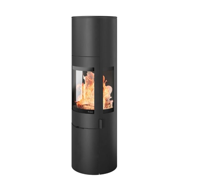 Nordpeis Kaminofen Origo High mit Seitenscheiben dunkle Thermotte