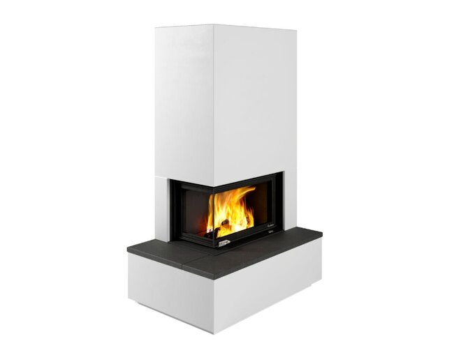 Kaminbausatz Nordpeis Monaco A Bench links dunkle Thermotte