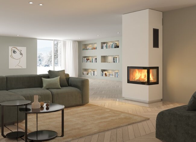 Kaminbausatz Nordpeis Davos A High links helle Thermotte