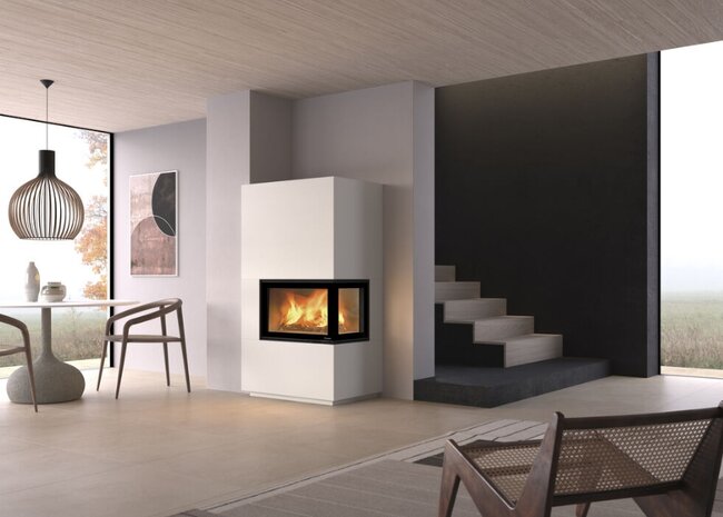 Kaminbausatz Nordpeis Davos A links dunkle Thermotte