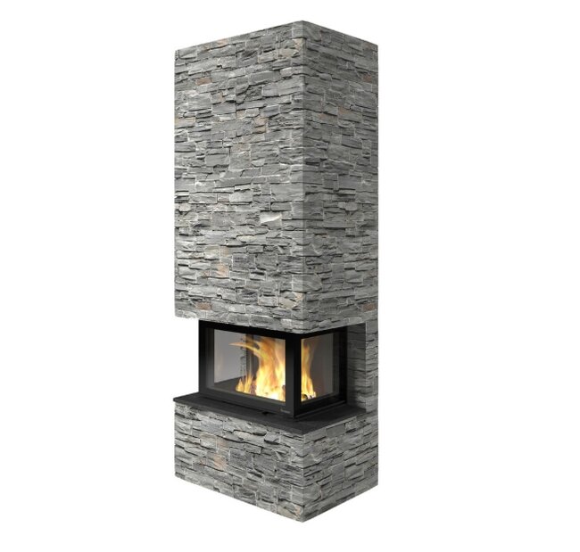 Kaminbausatz Nordpeis Davos Stone U High dunkle Thermotte