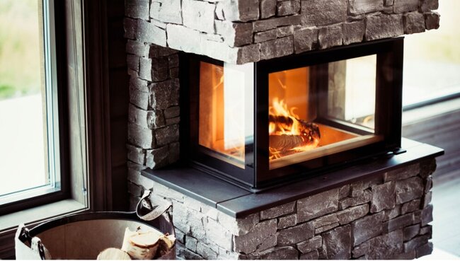 Kaminbausatz Nordpeis Davos Stone U High dunkle Thermotte