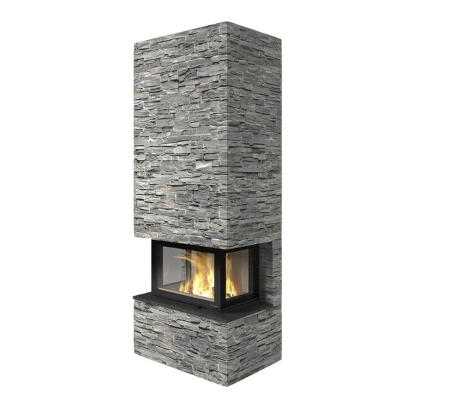 Kaminbausatz Nordpeis Davos Stone U High helle Thermotte