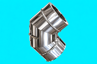 Edelstahlschornstein 0,8mm Premium Winkel 90° mit Revision