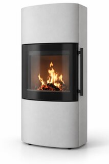 Drooff Kaminofen Catania 6 kw StilBeton cream mit Stangengriff & fire+ Abbrandsteuerung