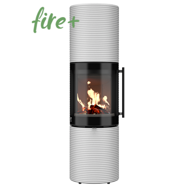 Drooff Kaminofen BRUNELLO 2 L Groove StilBeton cream/ Stangengriff mit fire+ Abbrandsteuerung