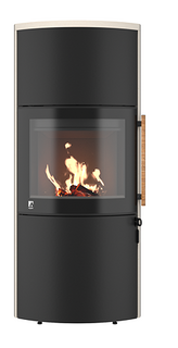 Drooff Kaminofen Forano Premium White Bedienelemente Metall-Griff mit Birkenrinde