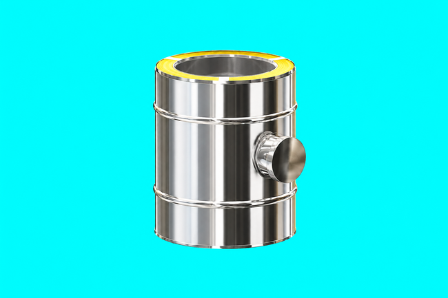 Edelstahlschornstein 0,6 Premium Längenelement L=250mm mit Meßstutzen 64x4 DW150
