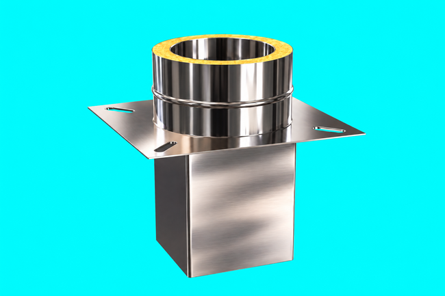 Edelstahlschornstein 1,0mm Premium Grundplatte für Kaminerhöhung, eckig DW 80