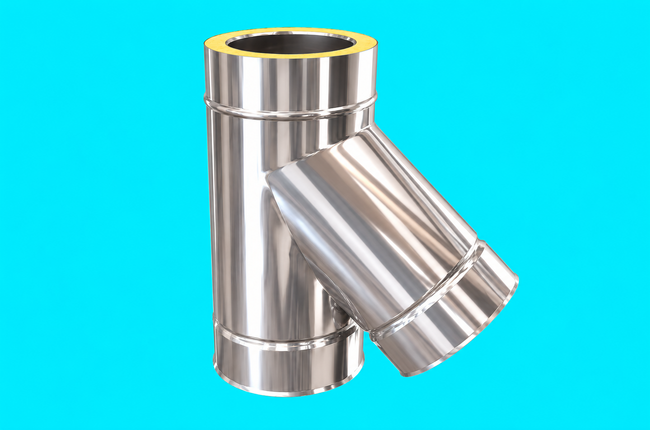 Edelstahlschornstein 0,8mm Premium T-Anschluss 45° DW 113
