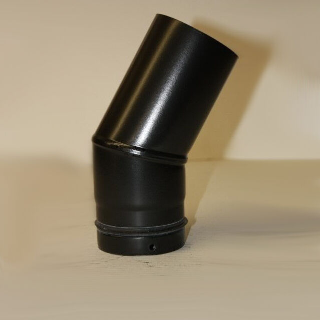 2-teiliger Pellet-Bogen geschweißt 30° DN 100 mm, matt schwarz emailliert ohne Reinigungsöffnung