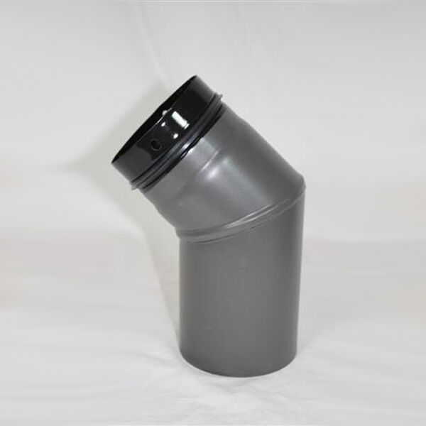 2-teiliger Pellet-Bogen geschweißt 45° DN 125 mm, gussgrau emailliert ohne Reinigungsöffnung
