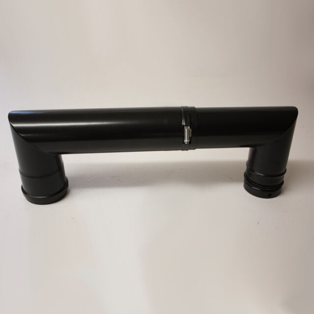 2-teiliger Doppelbogen ausziehbar 350-520 mm DN 80 mm, matt schwarz emailliert