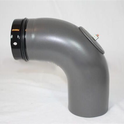 Pellet-Bogen glatt 90° DN 100 mm, gussgrau emailliert mit Reinigungsöffnung