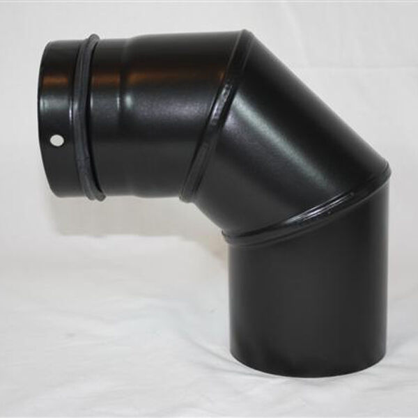 3-teiliger Pellet-Bogen geschweißt 90° DN 80 mm, matt schwarz emailliert ohne Reinigungsöffnung