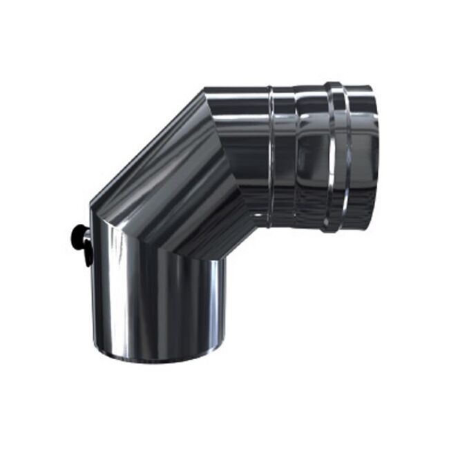 Luft Abgas System konzentrisch 90° Bogen mit Messtutzen lackiert DN 60/100