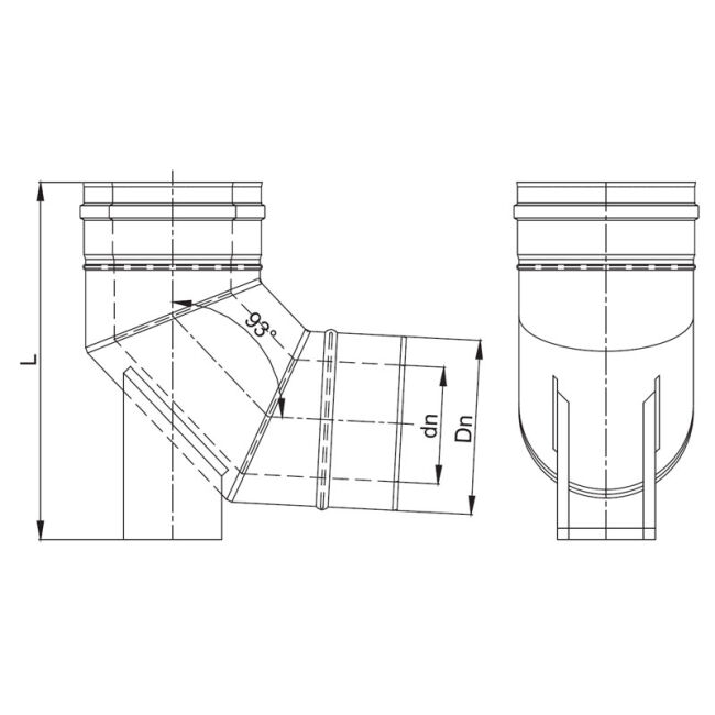 Luft Abgas System konzentrisch 93° Bogen mit Auflage DN 80/125