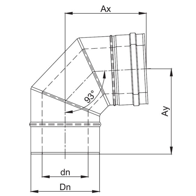 Luft Abgas System konzentrisch 93° Bogen lackiert DN 60/100