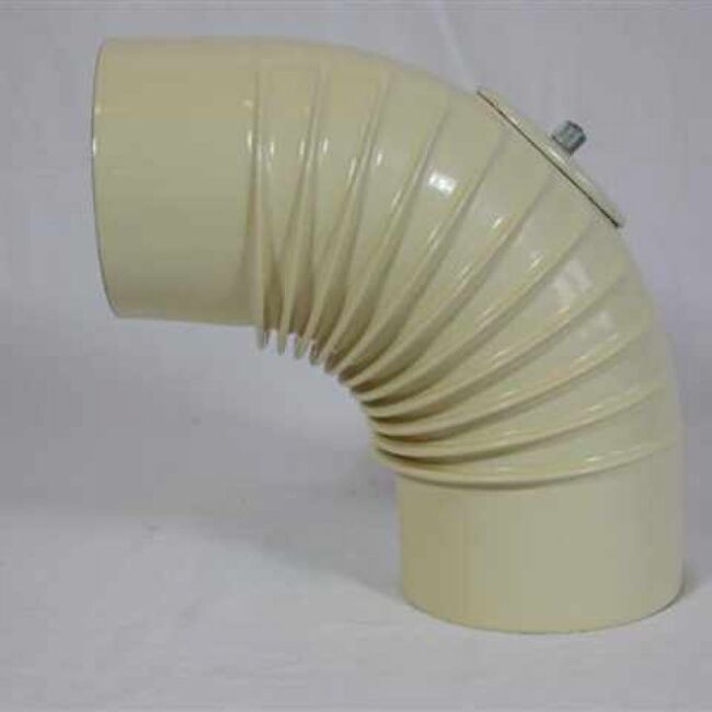 Bogen 90° DN 100 mm gerippt mit Reinigungsöffnung, High-Quality-Line beige emailliert
