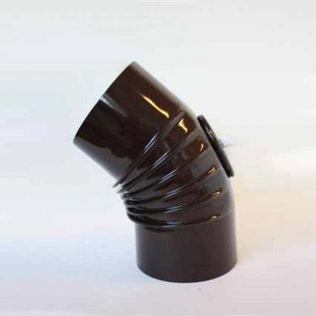 Bogen 45° DN 100 mm gerippt mit Reinigungsöffnung, High-Quality-Line braun emailliert