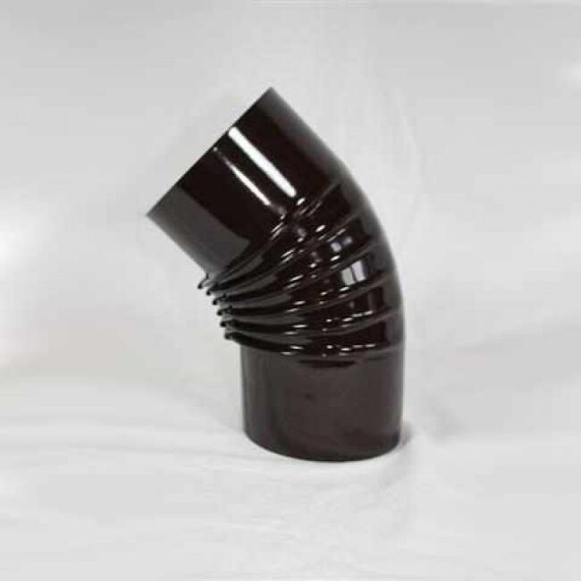 Bogen 45° DN 100 mm gerippt ohne Reinigungsöffnung, High-Quality-Line braun emailliert