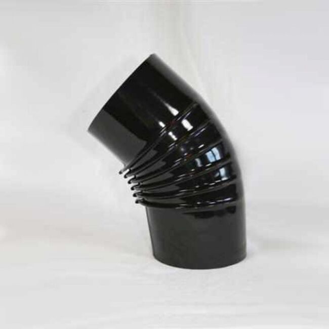 Bogen 45° DN 120 mm gerippt ohne Reinigungsöffnung, High-Quality-Line schwarz glänzend