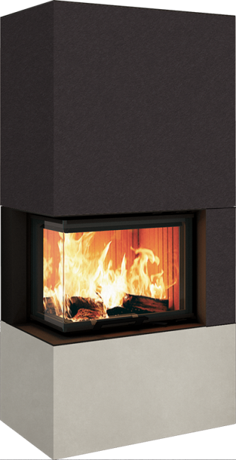 Neocube C20 Eckgerät, Scheibe links Feuersims Iron Corten satin
