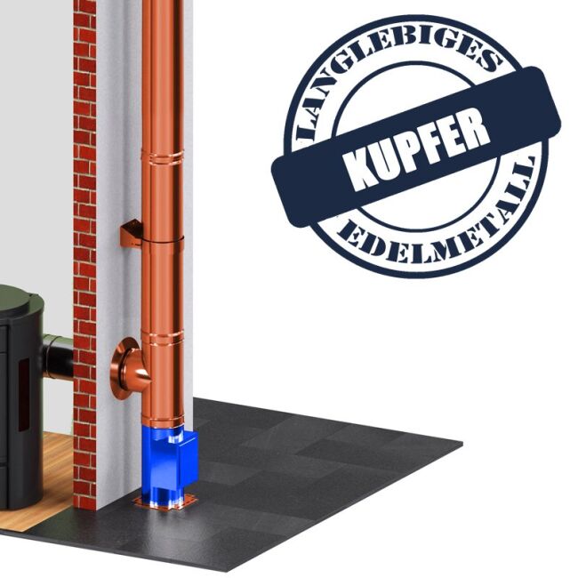 DINAK Kupferschornstein Reinigungs-T-Stück mit Deckel DW Ø 80