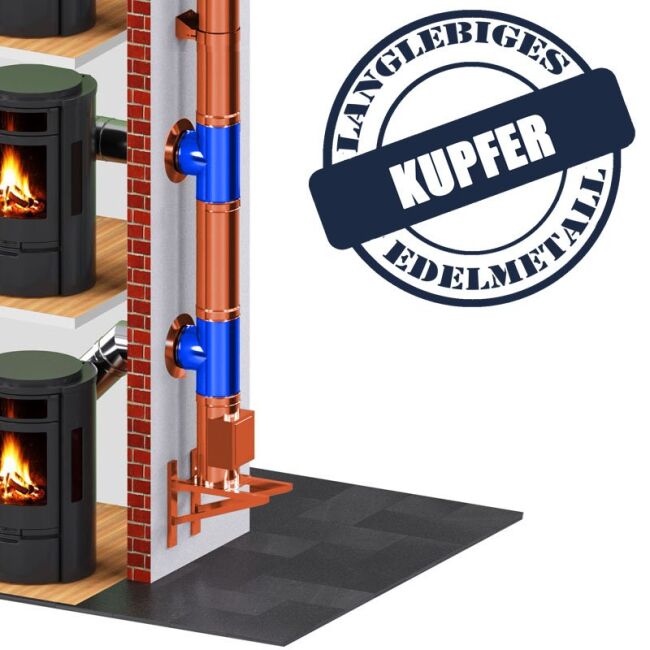 DINAK Kupferschornstein T-Stück 90 Grad DW Ø 80