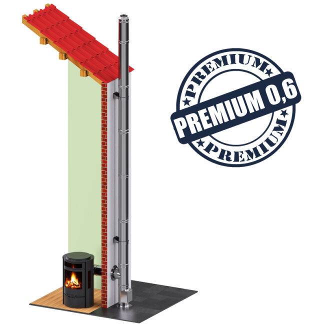 Dinak Edelstahlschornstein Bausatz DW 100 9,2m DW6