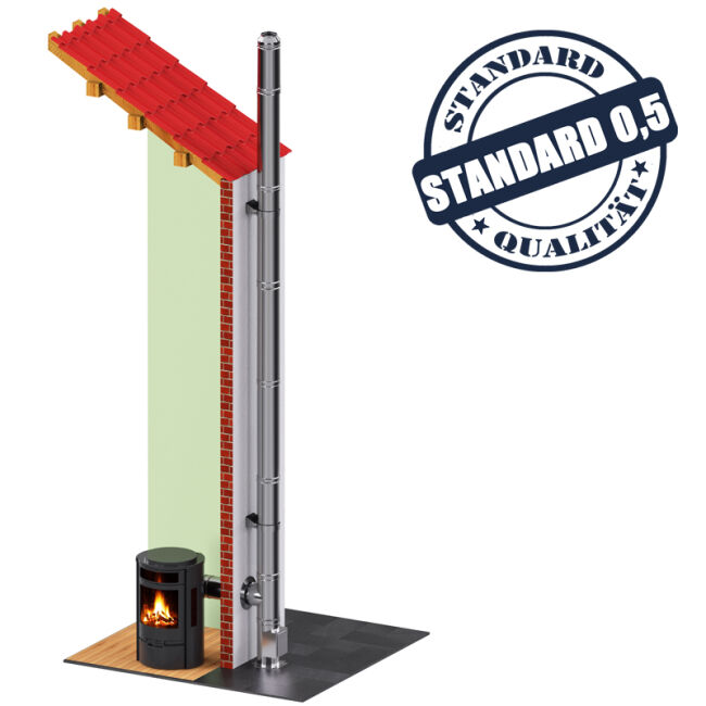 Edelstahlschornstein Bausatz doppelwandig 3,2 m SWDORO05 DW 150