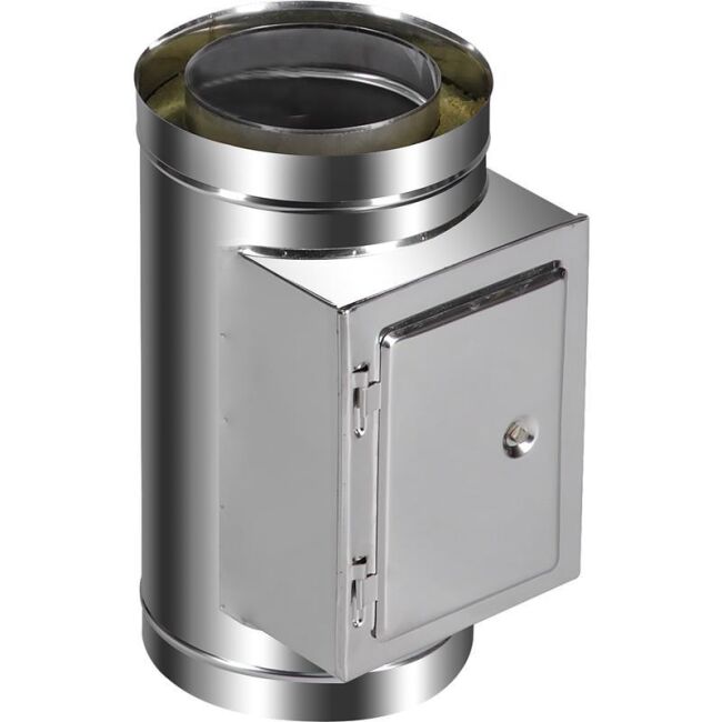 DINAK Edelstahlschornstein Reinigungselement mit Tür 440mm DW Ø300