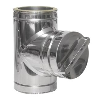 DINAK Edelstahlschornstein Reinigungs-T-Stück mit Deckel DW