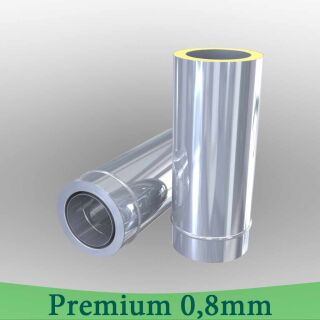 Edelstahlschornstein 0,8mm Premium Längenelement 1000 mm m. integr. Wandfutter kürzbar