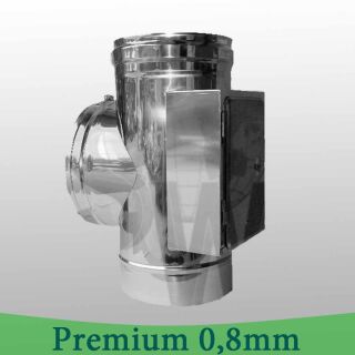 Edelstahlschornstein 0,8mm Premium T-Anschluss 90° inkl. Reinigung gegenüberliegend