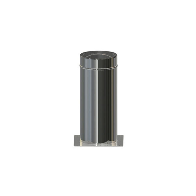 Edelstahlschornstein 0,6 Premium Standfuß 0,5m kürzbar inkl. Kaminfuß DW 300