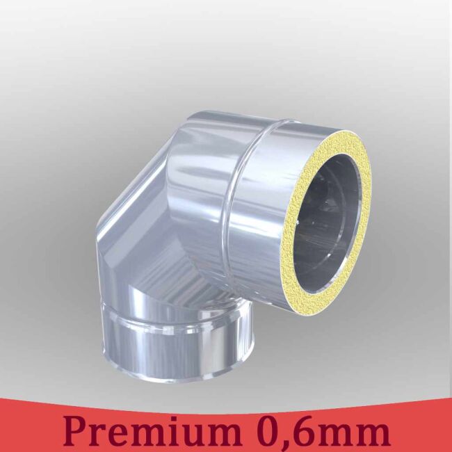 Edelstahlschornstein Winkel 90° DW 120