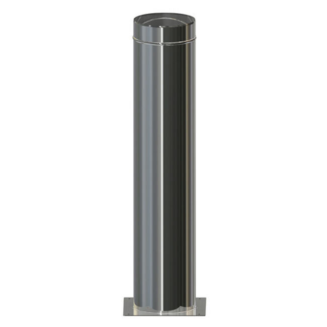 Edelstahlschornstein 0,6 Premium Standfuß 1,00m kürzbar inkl. Kaminfuß DW 80