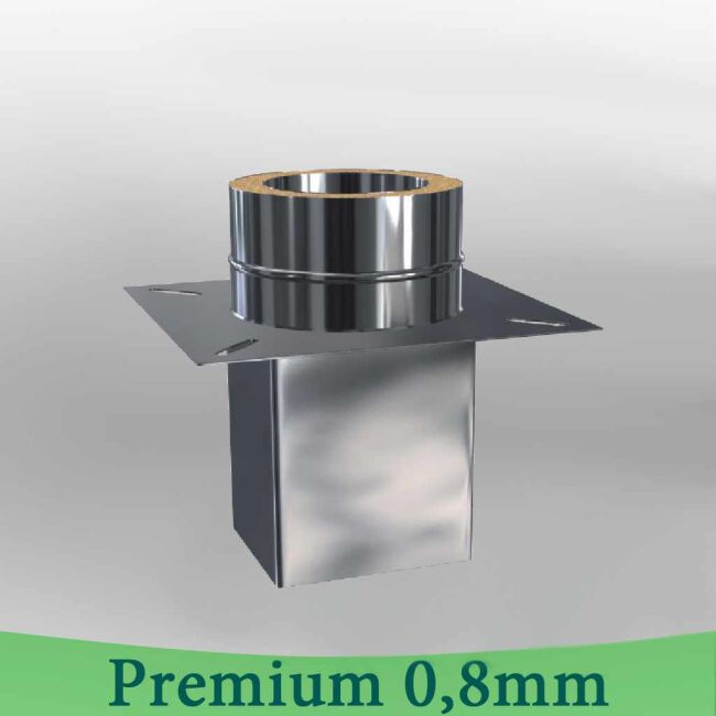 Edelstahlschornstein 0,8mm Premium Grundplatte für Kaminerhöhung, eckig DW 120