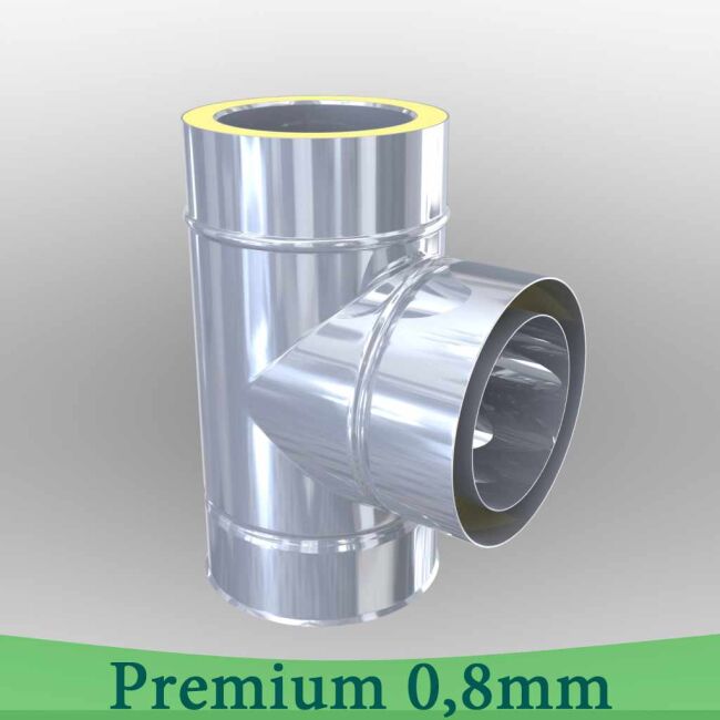 Edelstahlschornstein 0,8mm Premium T-Anschluss 90° DW 100